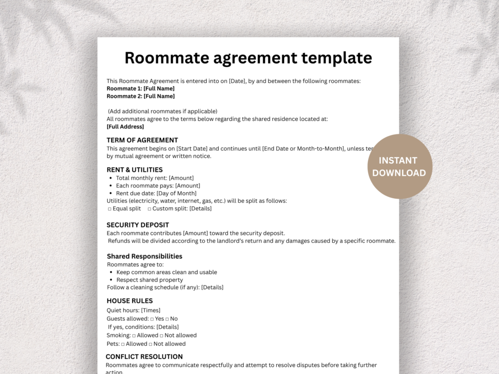 Roommate Agreement Template