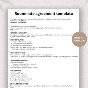 Roommate Agreement Template